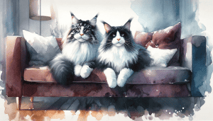 Black and White Maine Coon cats