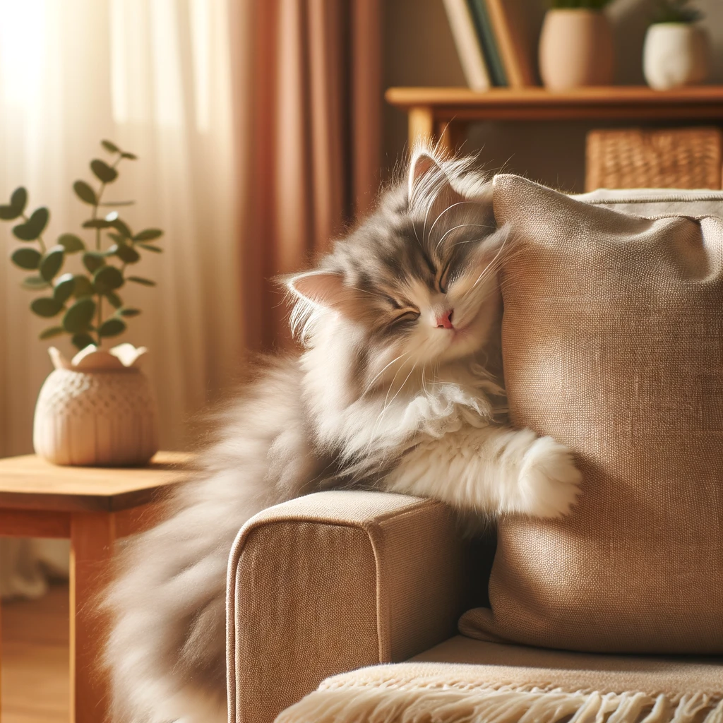 cat rubbing face on object