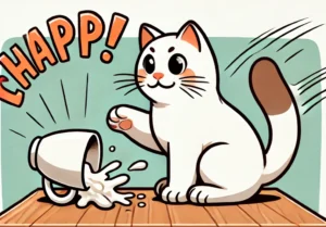 cat knocking cup down