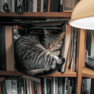 cat sleeping in a small tight space
