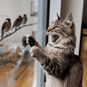 cat chattering on seeing birds outside