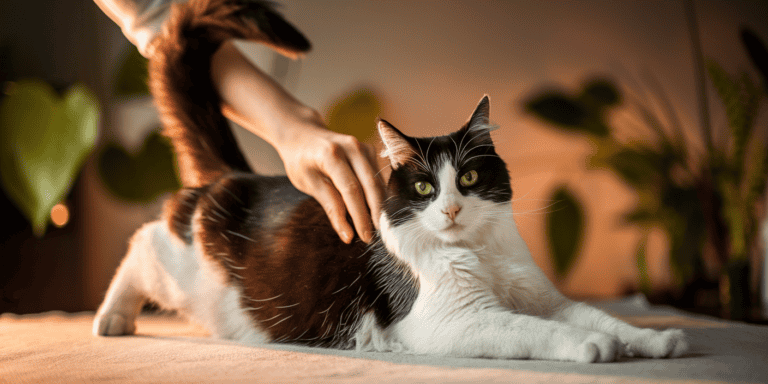 cat raised butt when petted