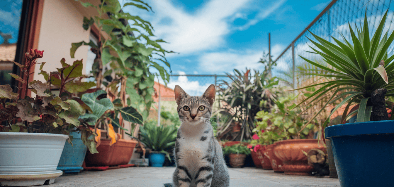 cat sitting in yard