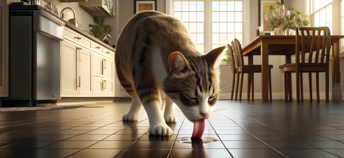 why is my cat licking the floor?