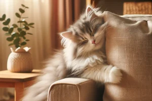 cat rubbing face on object