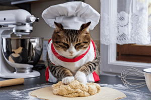 a-photo-of-a-domestic-cat-dressed-as-a-chef-kneadi-S1jzJKX7QYePK126ndUcMA-evtho0h0Qnmqya7KVhAeeA cat "making biscuit"