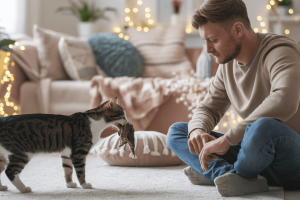 a-photo-of-a-man-seated-on-the-floor-in-a-living-r-Lq7CmpNTTfu7xn-Eg2vqCQ-3oebiJ2nTii7_gDCxJxfhg cat brings a dead mouse to owner
