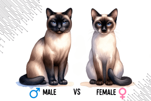 banner with background Male vs Female Siamese Cats