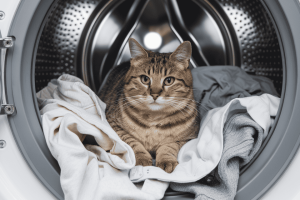 cat in washing machine cat sitting inside washing machine
