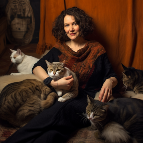 woman with cats Anna with her cats